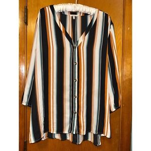 Maurices Plus Size 2XL Tunic Top Fall Colors Black Brown Lightweight Long Sleeve